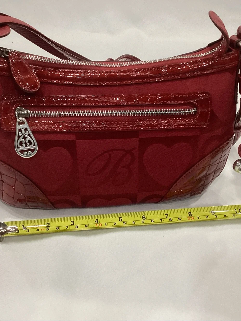 Brighton Red Heart Jacquard Shoulder Bag